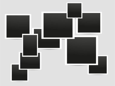 Beyaz kenarlıklı boş fotoğraf çerçevesi seti. Kolaj resminiz için vektör şablonu