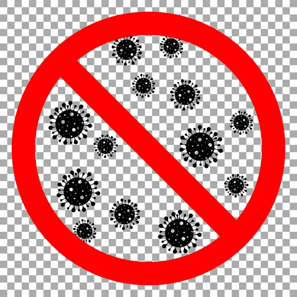 Coronavirus Icon Red Prohibit Sign Dangerous Coronavirus Cell Isolated Vector — Stock Vector