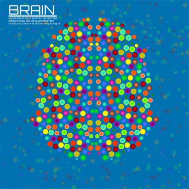 Renkli daireleri olan soyut insan beyni. Tasarımının yaratıcı konsepti