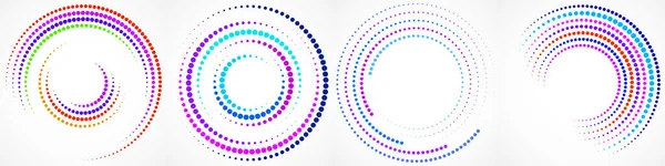 Conjunto Vectorial Fondo Punteado Colores Forma Círculo Puntos Círculo Aislados — Vector de stock