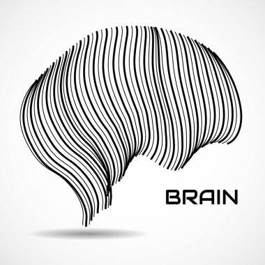 Soyut insan beyni. Siyah çizgili logo