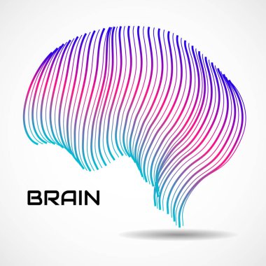 Soyut insan beyni. Renkli çizgileri olan logo
