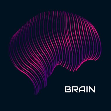 Soyut insan beyni. Renkli çizgileri olan logo