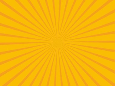 Sarı pankart, güneş ışınları, sarı çizgiler arka plan. Vektör illüstrasyonu