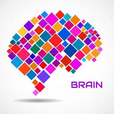 Abstract human brain of colorful pixels, concept artificial intelligence. Vector illustration
