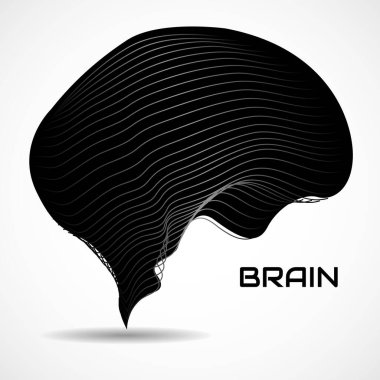 Soyut insan beyni. Çizgileri olan logo, siluet beyin