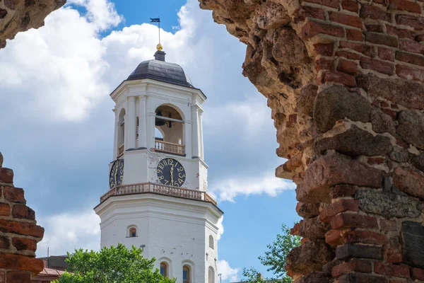 Vyborgs historyczna wieża zegarowa Obraz Stockowy