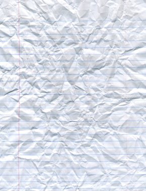 wrinkled crumpled empty paper sheet for copy space, full frame