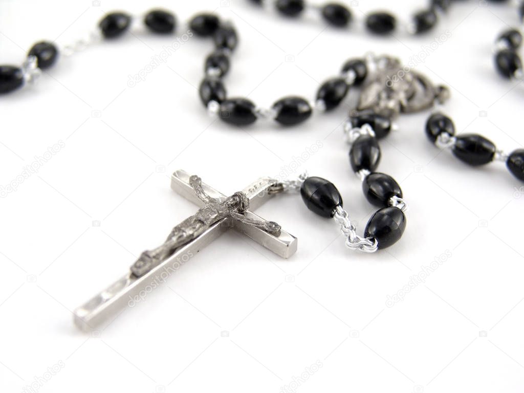 religious cross on chain with beads 