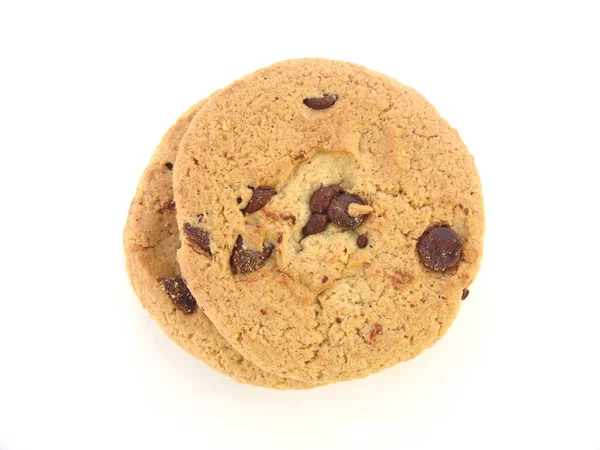Pilha Biscoitos Chocolate Chip Isolado Sobre Fundo Branco — Fotografia de Stock