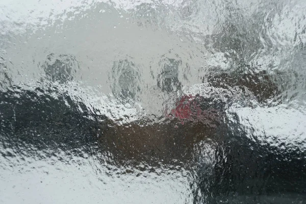 Superfície Janela Após Tempestade Inverno Coberta Com Chuva Trenó Gelo — Fotografia de Stock