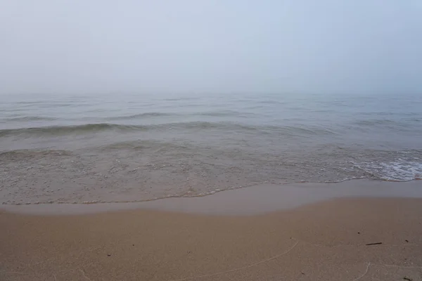 Fog Big Lake Cold November Morning — Stock Photo, Image