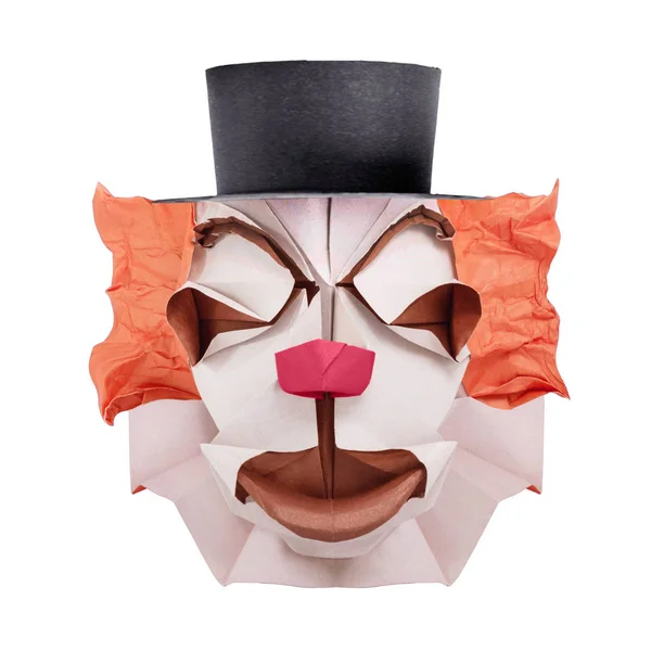 Origami papier visage de clown isolé sur blanc — Photo