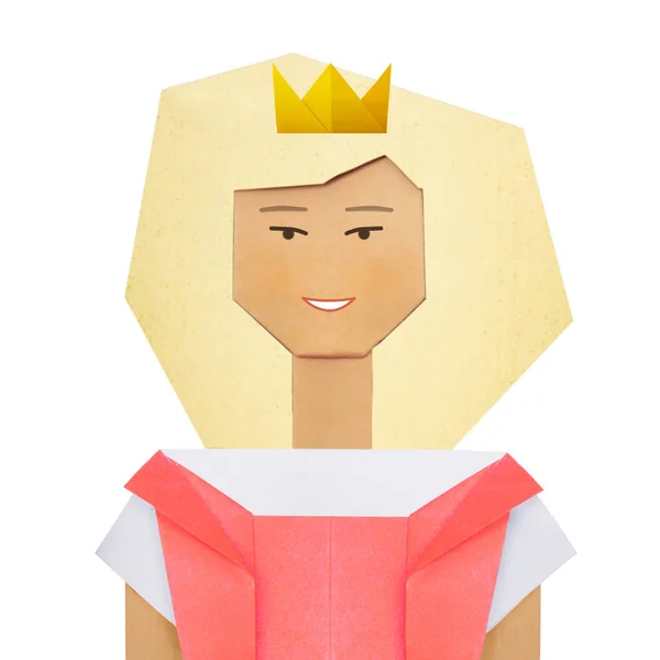 Pembe elbiseli Origami kağıt güzel prenses. — Stok fotoğraf