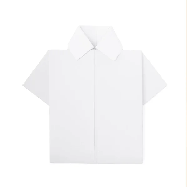 Camisa de papel origami blanco aislada sobre fondo blanco —  Fotos de Stock