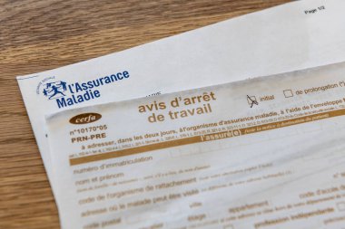 Hastalık izni, stopaj çalışmalarının Fransız belge