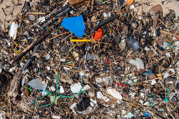 Sampah Plastik Terdampar Pantai — Stok Foto