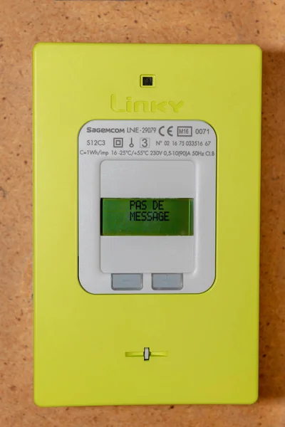 Paris, France - September  30, 2018 : New smart electric meter Linky from ERDF (Electricity Network Distribution France)