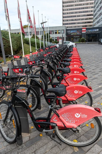 Lille France October 2018 Self Service Bikes Integrated Public Transport Stock Picture
