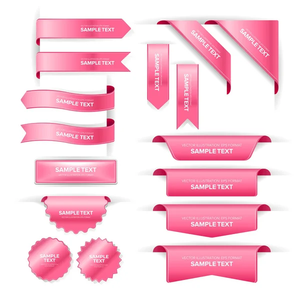 Set Label Bookmark Banner Pita Tombol Stiker Dan Indikator Ditempatkan - Stok Vektor