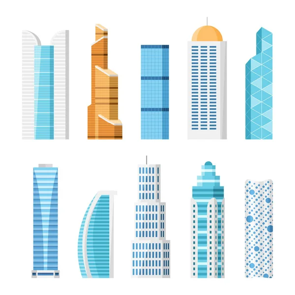 Wolkenkratzer der Stadt, isolierte Vektor-Cartoon-Set — Stockvektor