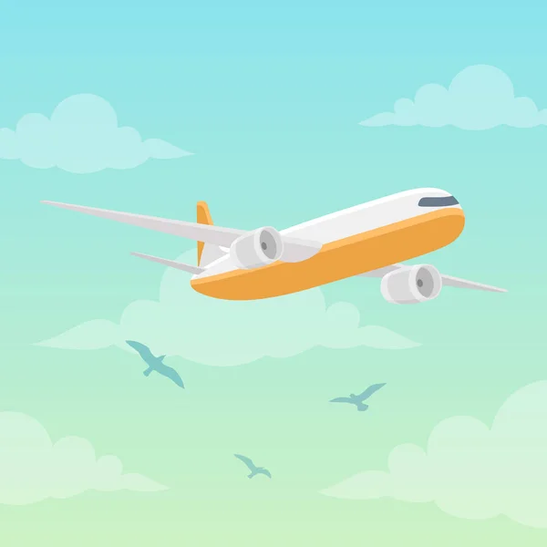 Літак в небі Векторні ілюстрації — стоковий вектор