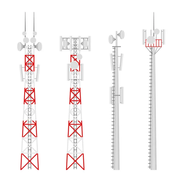 Πύργους κινητής τηλεφωνίας ασύρματης μετάδοσης διάνυσμα σύνολο — Διανυσματικό Αρχείο