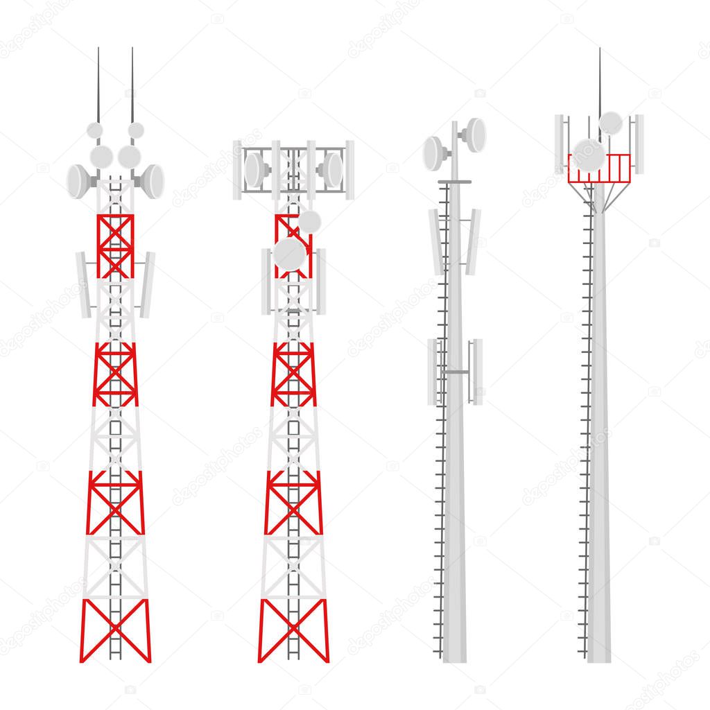Transmission cellular wireless towers vector set