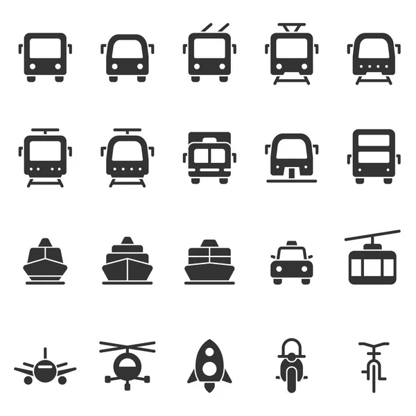 公共交通機関ベクトル図形スタイル アイコン セット — ストックベクタ