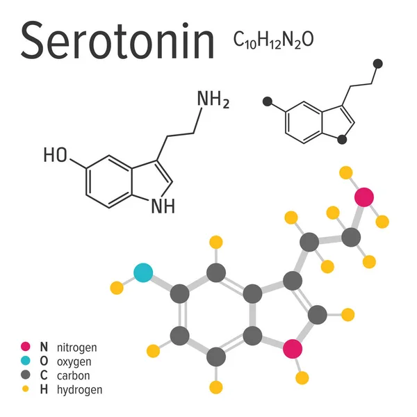 Formula chimica della molecola di serotonina vettoriale — Vettoriale Stock