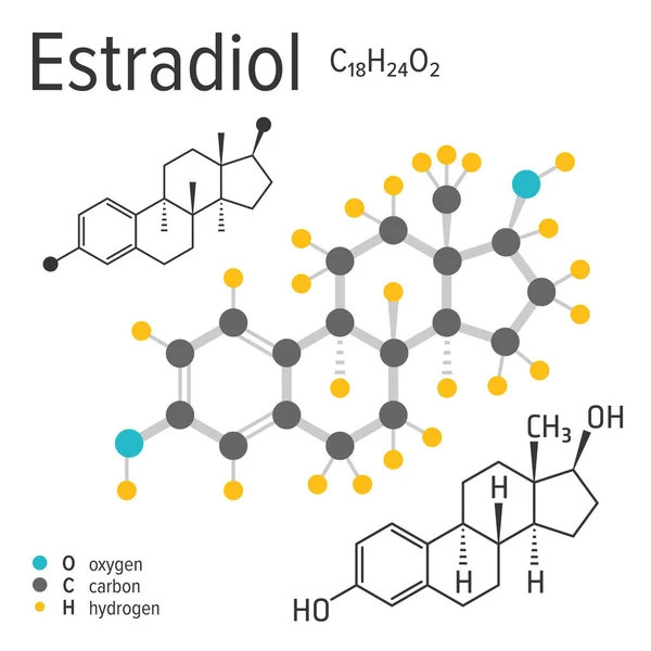 Formula chimica della molecola di estradiolo vettoriale — Vettoriale Stock