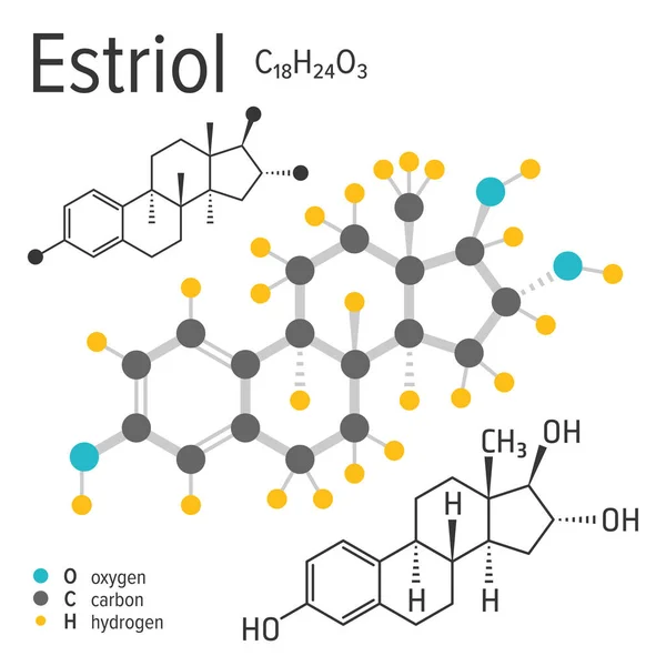 Chemische formule van het vector estriol molecuul — Stockvector