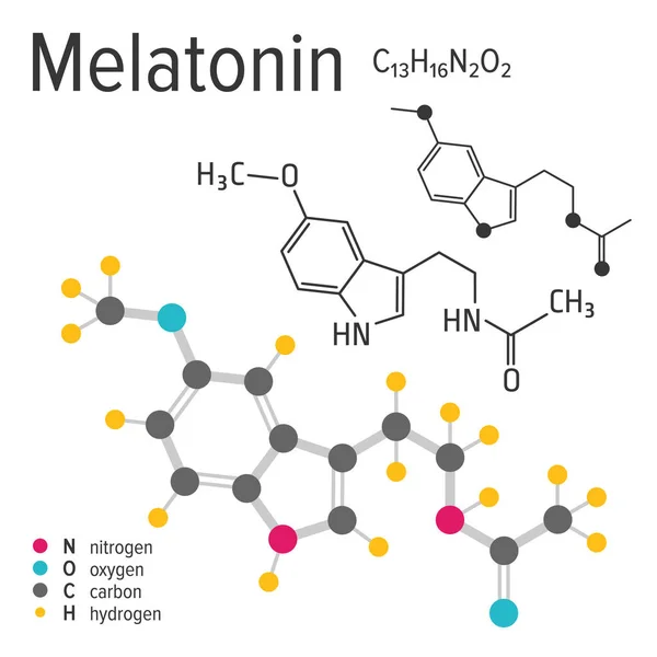 Chemische formule van het vector melatonine molecuul — Stockvector