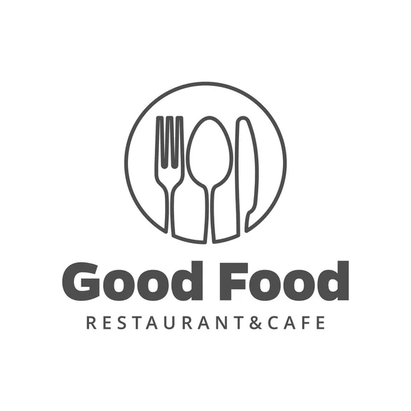 Logotipo de vetor de alimentos com garfo, faca e colher —  Vetores de Stock