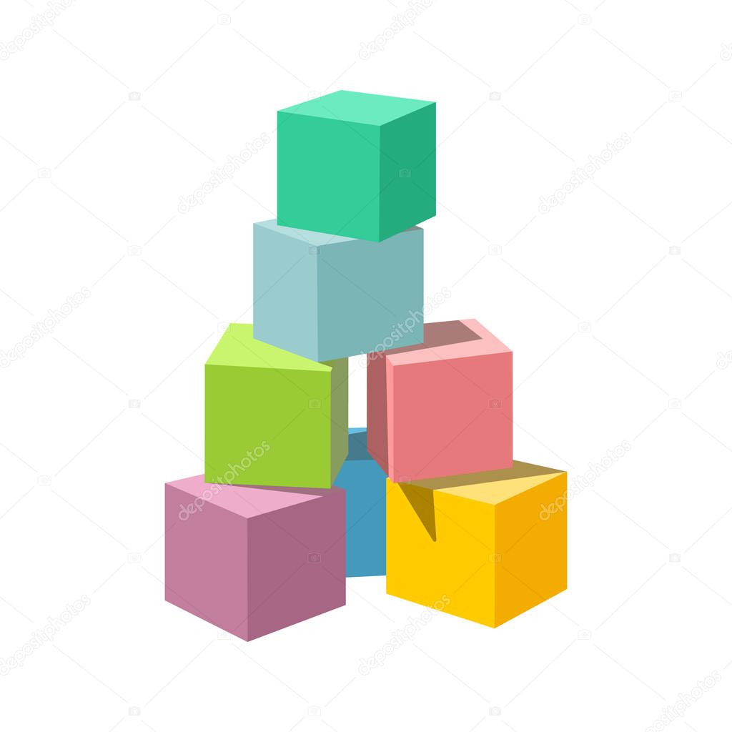 Pastel colored vector blank block building tower