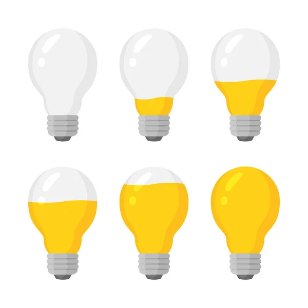 Light power bulbs indicator vector set, energy charge level — Stock Vector
