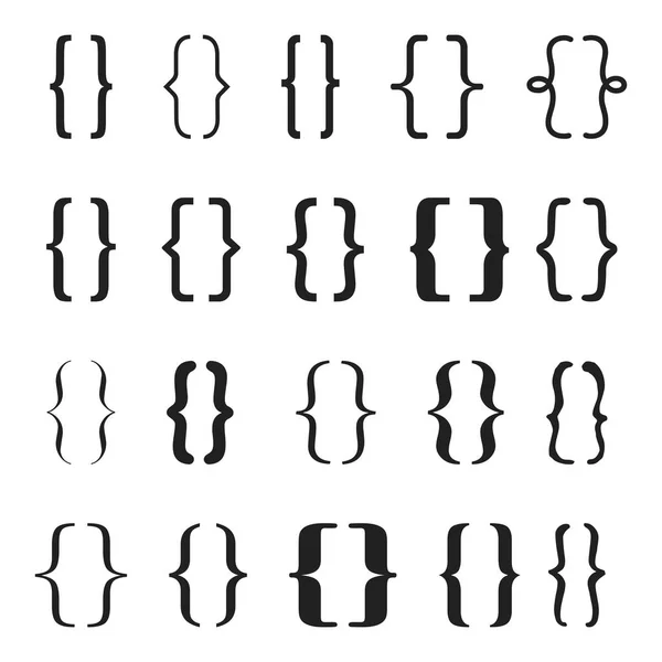 Conjunto de aparelho vetorial ou ícone de colchetes encaracolados — Vetor de Stock
