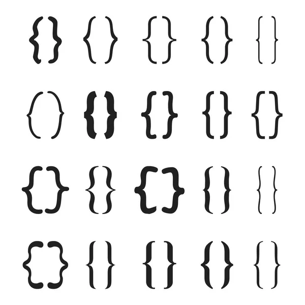 Conjunto de abrazaderas vectoriales o corchetes rizados icono — Vector de stock