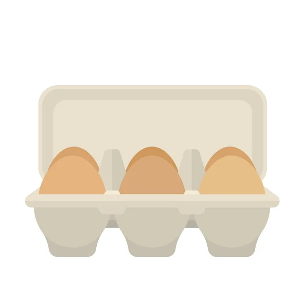 Egg box with 6 eggs, flat vector design — Stock Vector