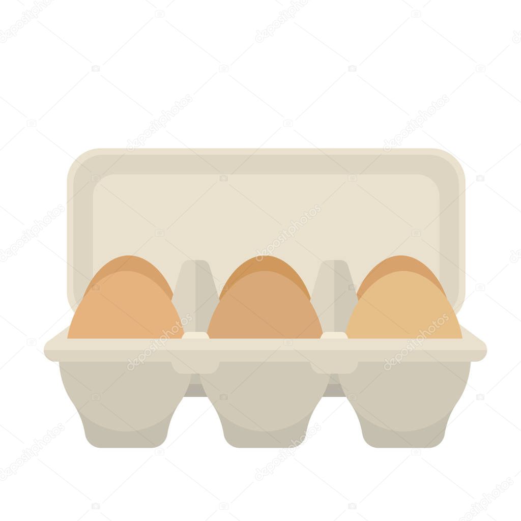 Egg box with 6 eggs, flat vector design