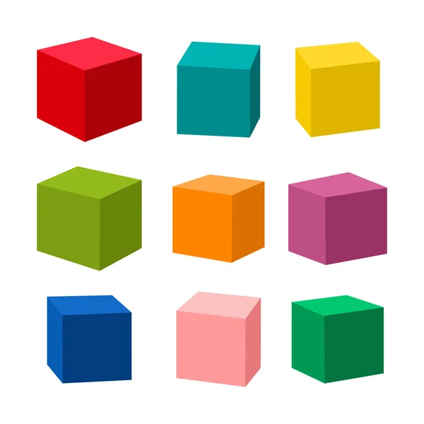 Conjunto de tijolos de brinquedo coloridos em branco ilustração vetorial — Vetor de Stock