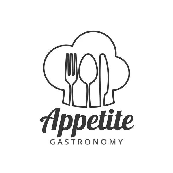 Food Vector Logo mit Gabel, Messer und Löffel — Stockvektor