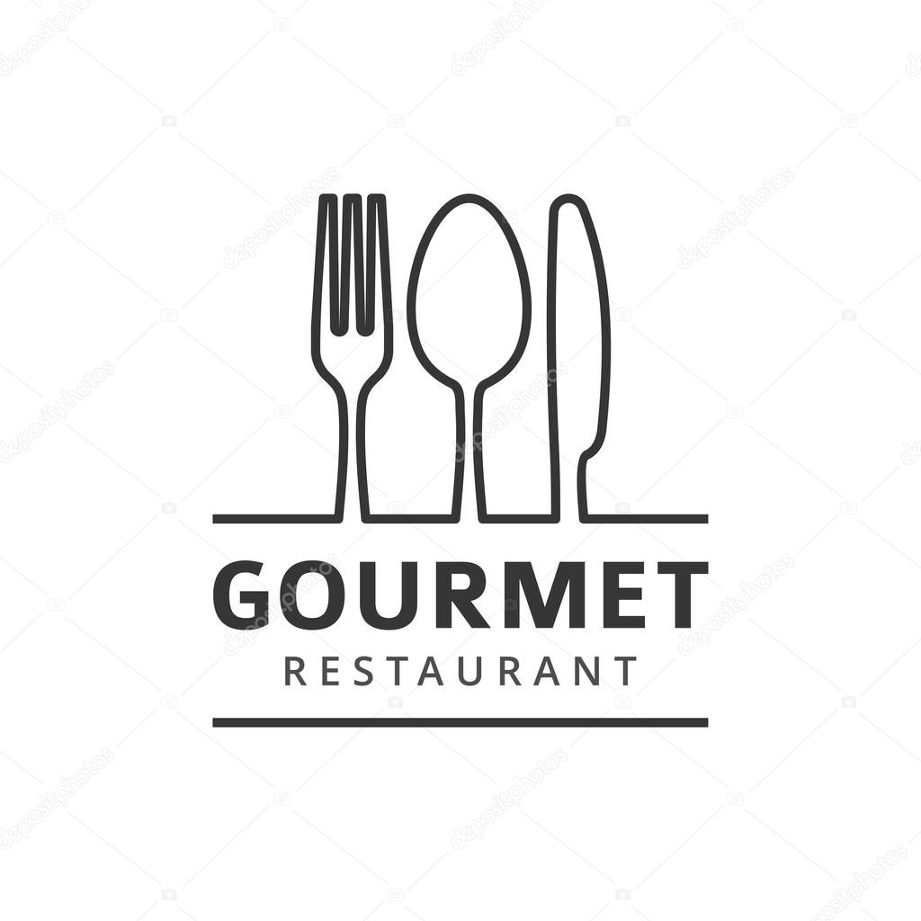 Food vector logo with fork, knife and spoon