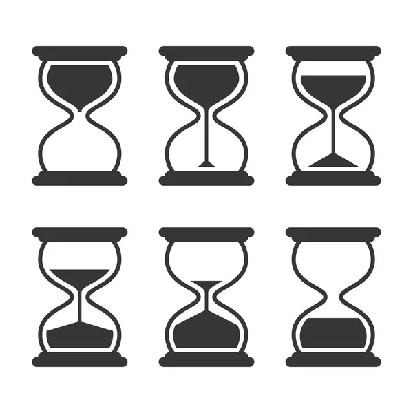 Hourglass retro vector icons set isolated on white background — Stock Vector