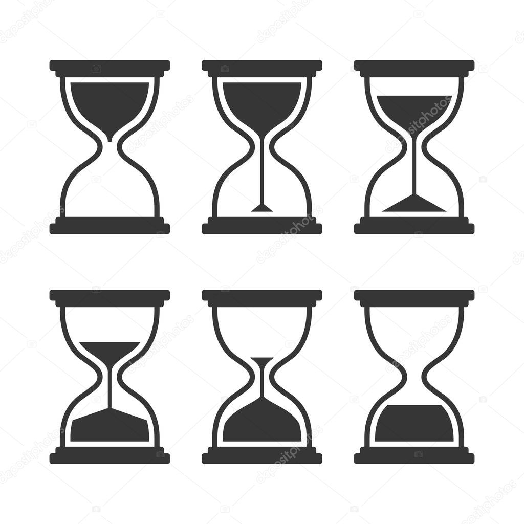 Hourglass modern vector icons set isolated on white background