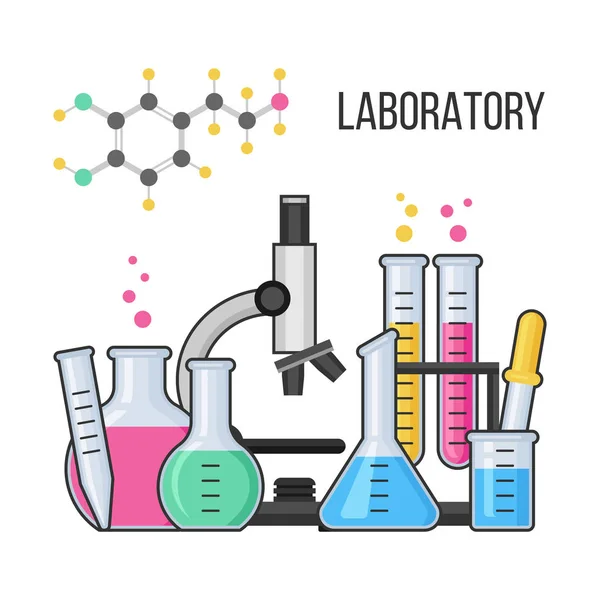 Equipamento de ciência em química ilustração vetorial de laboratório —  Vetores de Stock