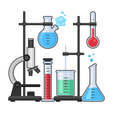 Kimya laboratuvarı vektör illüstrasyonbilim ekipmanları
