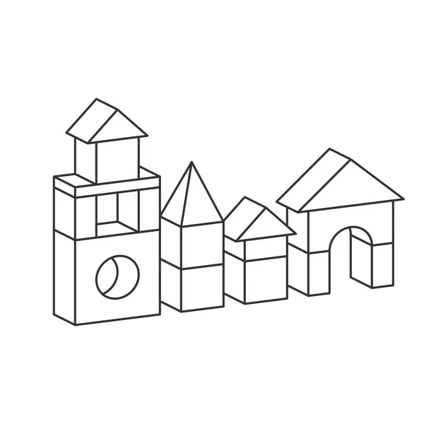 Illustration de tour de bâtiment de jouet de style ligne pour livre à colorier — Image vectorielle