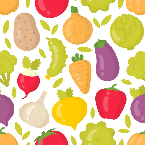 Mignon vecteur de légumes motif sans couture sur fond blanc — Image vectorielle