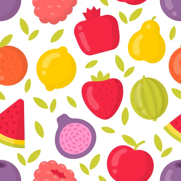 Cute fruits vector seamless pattern on white background Vector Graphics
